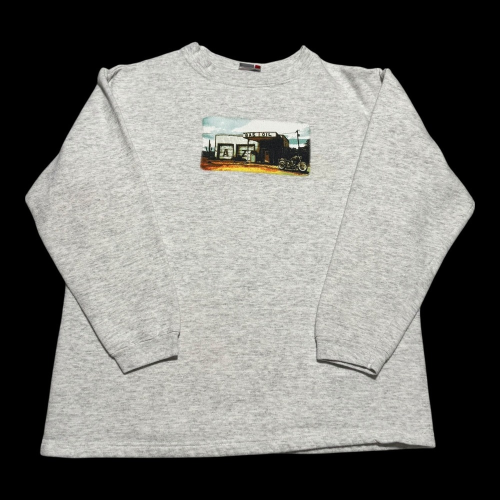Vintage 90s Arizona Jean Co Gas Station Gray Crewneck Sweatshirt Women's XL
